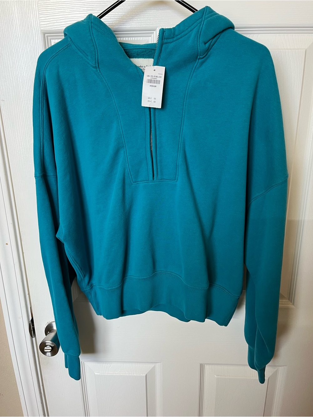 Abercrombie & Fitch Teal Half-Zip Hooded Sweatshirt Size Medium NWT